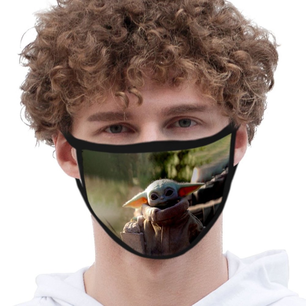 NEW GRAPHIC CHARACTER FACE MASK GREEN BROWN STAR WARS YODA CHARACTER MASK